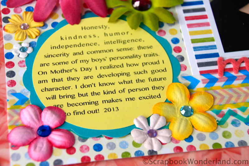 Journaling detail on layout created from card sketch