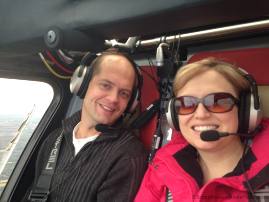 Selfie of Alice flying with her husband.