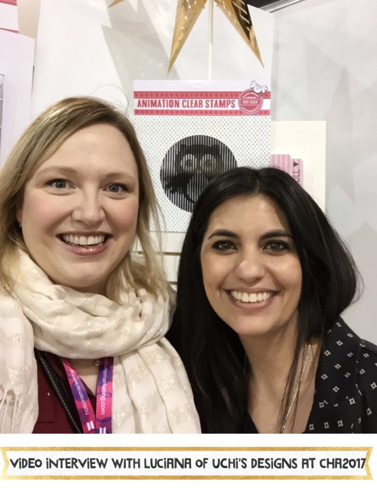 Alice talks to Luciana at the Uchi's Design booth at CHA to learn all about the new ANIMATED stamps! Such a cool product! They also have punches that punch and emboss in one step! #cha2017 #animatedstamps #movingstamps #stamping #punches #uchisdesigns #scraphappy #scrapbookwonderland #scrapbooking